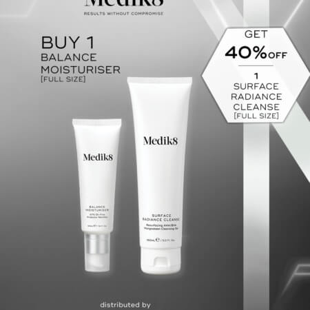 Combo Medik8 Balance Moisturiser & Glycolic Acid Activator 50ml + Surface Radiance Cleanse 150ml