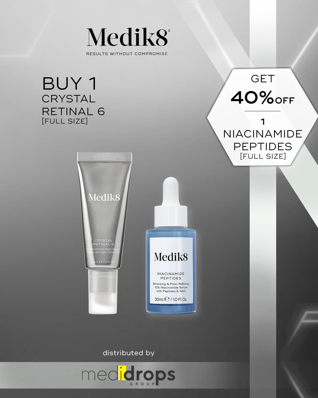 Combo Medik8 Crystal Retinal 6 30ml + Niacinamide Peptides 30ml