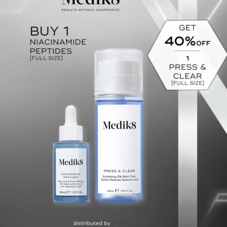 Combo Medik8 Niacinamide Peptides 30ml + Press & Clear 150ml